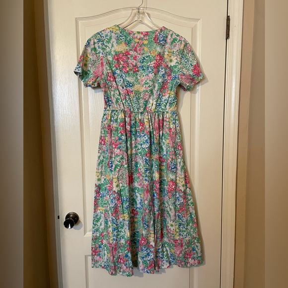Vermont Country Store Midi Dress Size S Pink Green Floral Grandma Cottagecore - Picture 5 of 8